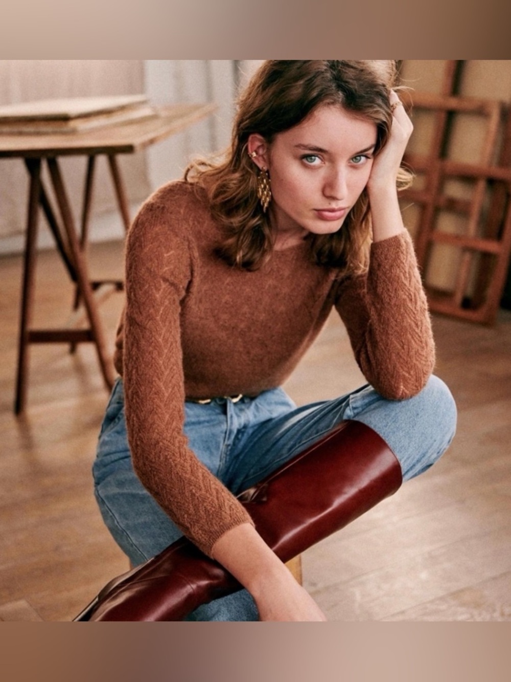 Sezane Constance Jumper Camel Size Small